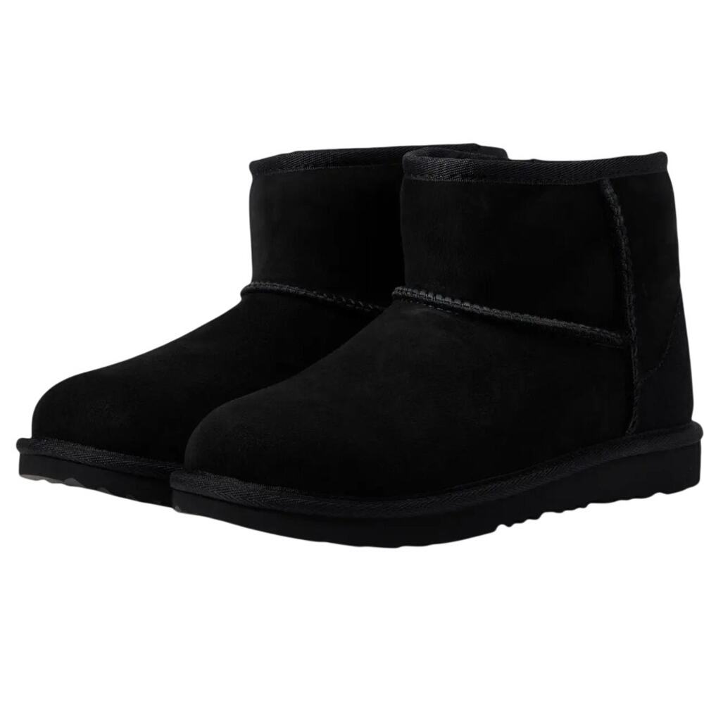 UGG Girls Classic Mini ll Ankle Boots US L 7 R 6 Black Suede Pull On GUC